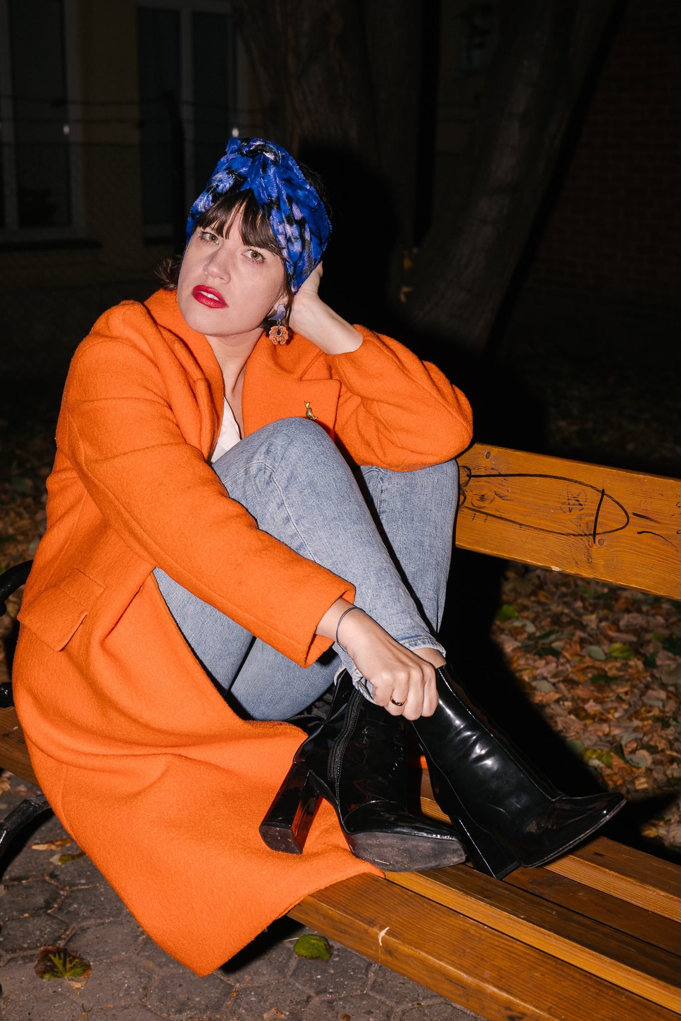 Kék-lila műszőrmés DRÓTOS fülmelegítő